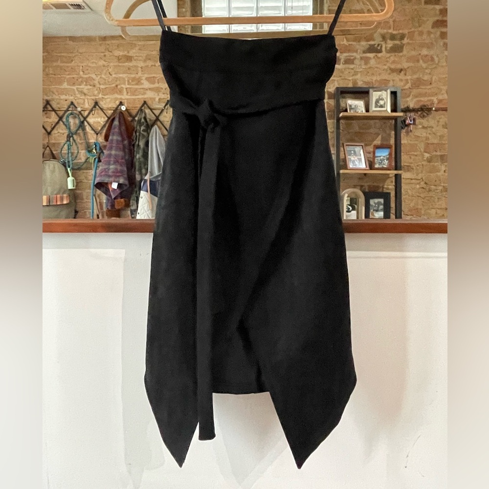 Source Unknown Black Asymmetrical Wrap Midi Skirt